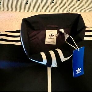 adidas Black Track Jacket with White Stripes and Trefoil